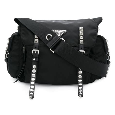 prada nylon studded shoulder bag|prada shoulder bag nylon vintage.